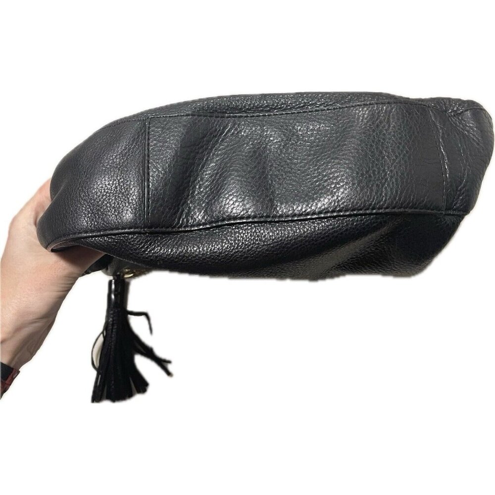 MICHAEL Michael Kors Black Leather Tassel Hobo Handbag - Picture 6 of 8